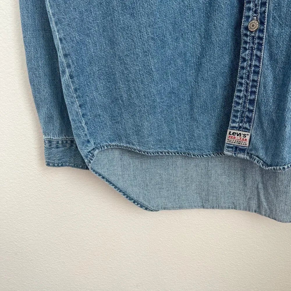 Vintage Levi's Red Tab Denim Button-Down Shirt L Western Cowboy Core Workwear